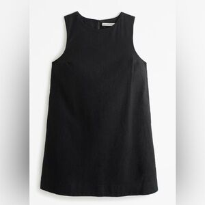 Abercrombie & Fitch Black Linen-blend Open Back Mini Dress